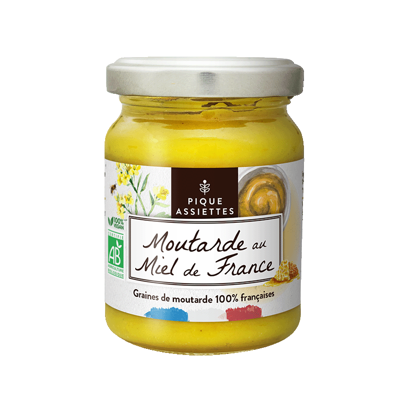 Pique Assiettes -- Moutarde au miel de France 100% graines françaises bio - 125 g
